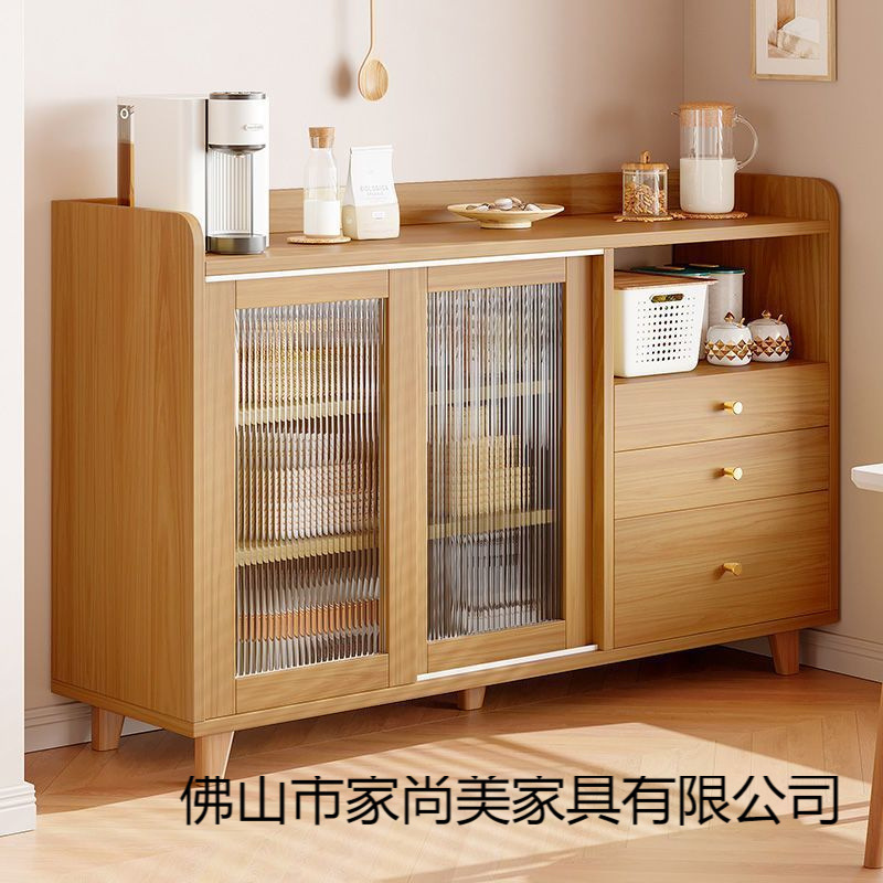 Japanese-Style Sideboard Against the Wall Integrated Solid Wood Color Living Room Tea Cabinet Kitchen Storage Cabinet Storage Cabinet Storage Cabinet