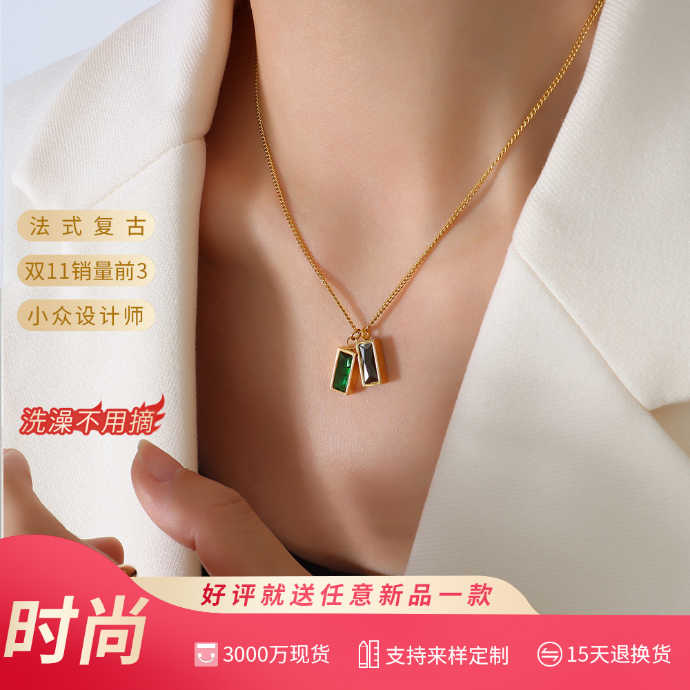 Brand small design pendant stainless steel with zircon
