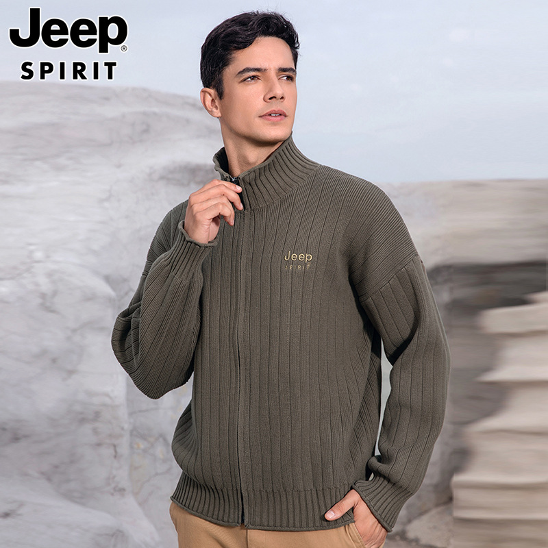 JEEP SPIRIT吉普毛衣男针织衫冬季男士线衣加厚保暖加绒休闲外套