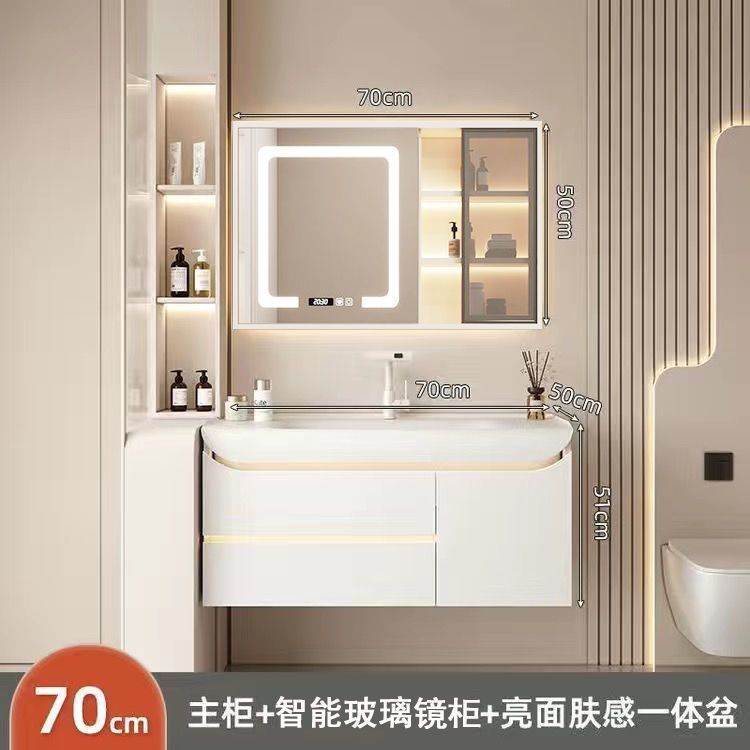 [스마트 글라스 거울장]_도장 도어 패널 + 70CM 윤기 피부 느낌