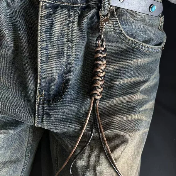 Creative Retro American Hand-Woven Rope Waist Keychain Pendant Accessories Cleanfit Personalized Wear Bag Hanging