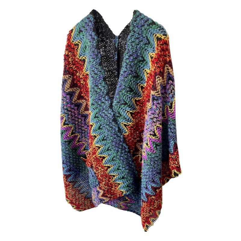 Xu Hongdou mismo estilo Yunnan Lijiang fotografía de viaje estilo étnico chal de punto de las mujeres bufanda exterior capa