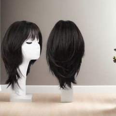 オオカミの尾鎖骨ヘアウィッグ女性用日本のかわいい個性ミディアムロングヘアボーイッシュショートウィッグフルヘッドカバー洗える