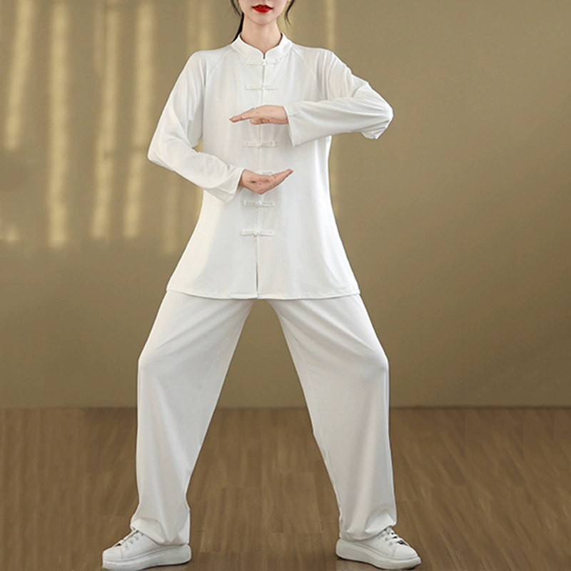 Весенний и осенний китайский стиль костюм Bauduan Jin тренировочный костюм дзен чайный костюм Taiji костюм с высокой бомбой костюм для боевых искусств Утренний тренировочный костюм из двух частей