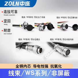 正标WS20航空插头防水连接器线束多芯非屏蔽对接焊接端子线连接线