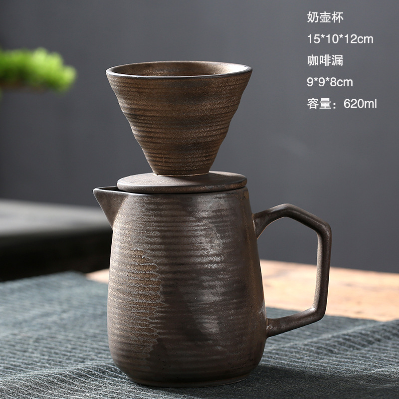 Hand brewed coffee pot set-rust glaze