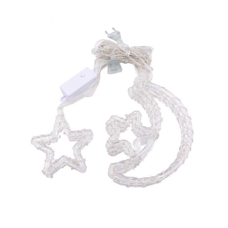 Star Moon copo de nieve cortina de luz de cuero línea de Luz color de la estrella Cadena de luz de cuero tira de hielo habitación atmósfera luz decorativa de Navidad