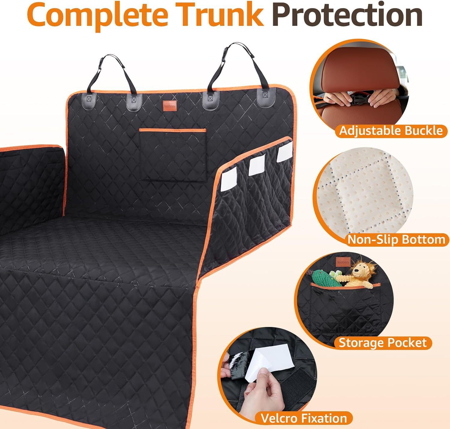 Trunk Mat, Pet Mat, Cargo Mat with Side Protection, Trunk Mat with Pockets, Car Pet Mat