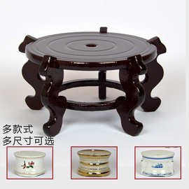 陶瓷水缸储水罐瓷底座木座木脚冷水壶配件 鱼缸花盆景底座木架子