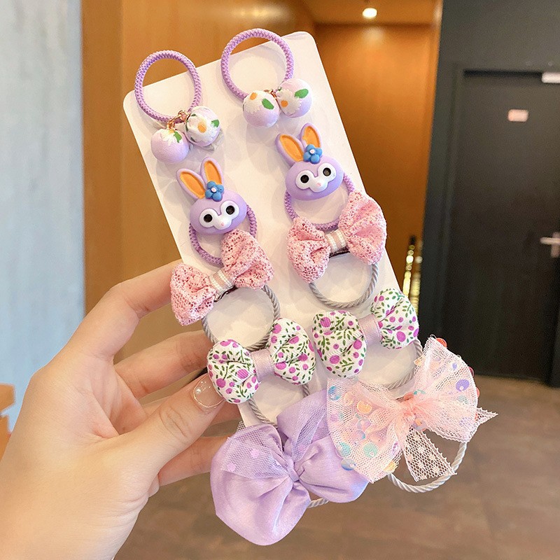 Banda de goma para niños cuerda de pelo para bebés tela para niñas arco de flores no duele accesorios para el cabello banda de pelo lindo Tocado de cola de caballo