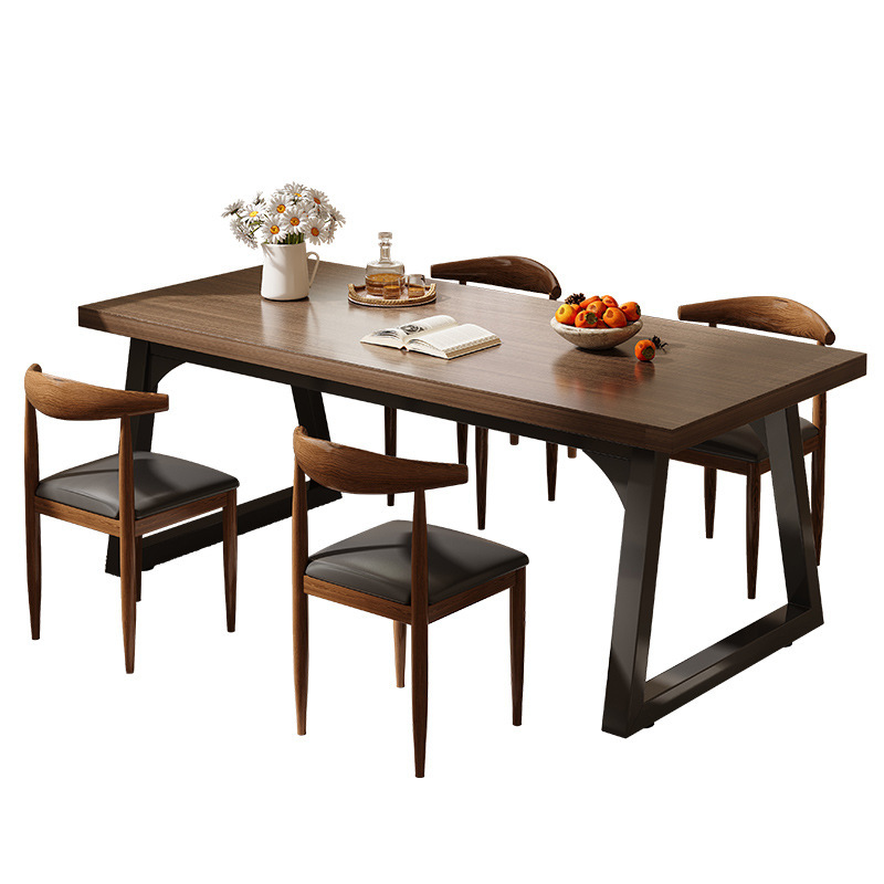 Mesa de comedor doméstica pequeña mesa de alquiler simple sala de estar mesa de comedor rectangular 4 - 6 mesas y sillas combinación