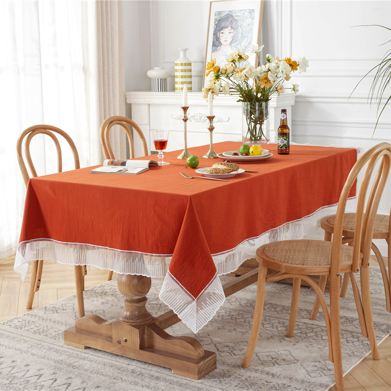 French-style Romantic Solid Color Pure Washed Cotton Meteor Shower Lace Tablecloth Coffee Table And Dining Table,_voghion.com