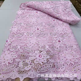 水溶刺绣立体贴花水滴钻面料非洲时装婚纱礼服绣花布African lace