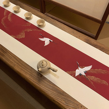 茶桌桌旗手绘防水茶席禅意新中式茶台棉麻茶垫中国风布艺桌布包邮