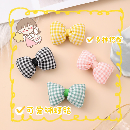 Adorable small grid bow DIY accessories plaid girl heart sweet hair accessories shoes socks hats clothing accessories materials