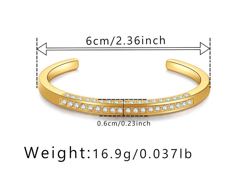 Fashion C Shape Alloy Plating Rhinestones Women's Bangle display picture 1