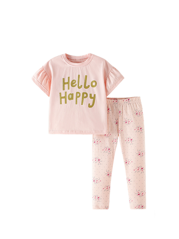 Malwee transfronterizo verano nuevo conjunto de ropa infantil infantil conjunto de impresión de dibujos animados para niños suelta piel transpirable dos piezas