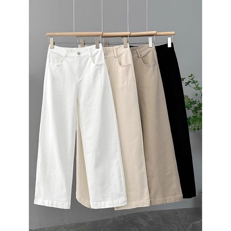 Thin Straight-Leg Pants for Women, Summer High-Waisted Slimming Versatile Pants, Loose Plus-Size Casual Pants, Narrow Wide-Leg Pants A5234