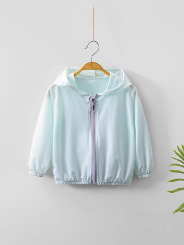 Summer New Children's Ice Silk Thin Sun Protective Hooded Long Sleeve Suncoat for Both Boys and Girls, Dropshipping One Piece