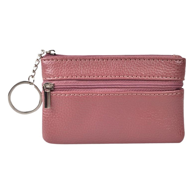 Nueva cartera corta de moda las mujeres cremallera monedero moneda simple titular la tarjeta color sólido cuero suave caso clave