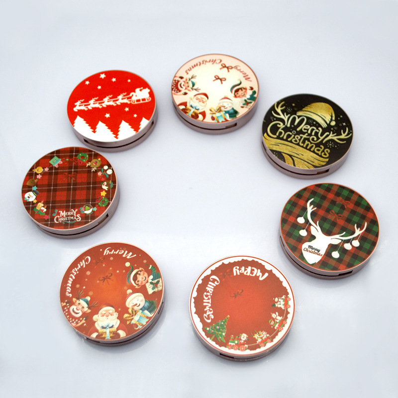 跨境热销圣诞睫毛盒 圆形假睫毛包装塑盒 分段式睫毛盒图案可打印