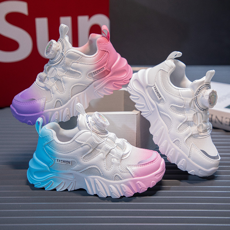 Children's Sports Shoes Breathable Girls' Mesh Shoes Spring and Autumn New Trend Running Shoes Versatile Soft Sole Girls' Dad Shoes