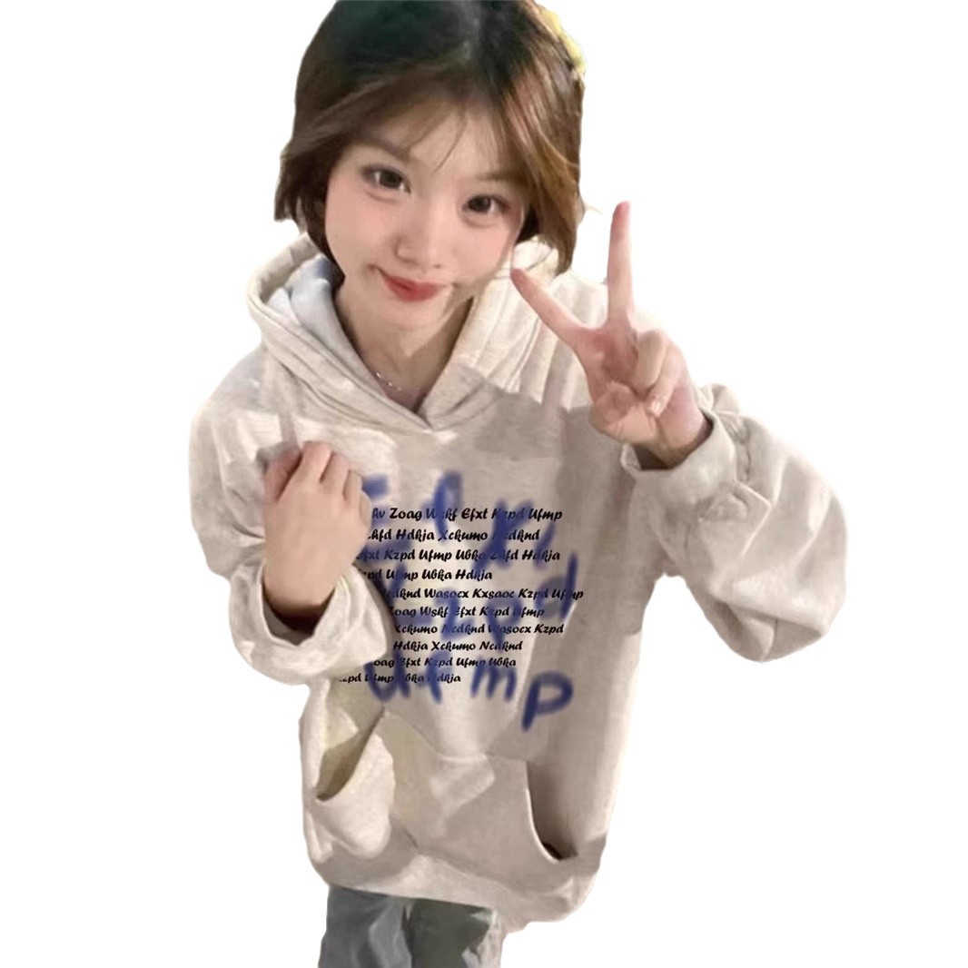 가을과 겨울 후드 기모 두꺼운 스웨터 여성의 2024 새로운 폭발 무거운면 실버 여우 벨벳 그레이 아메리칸 루즈