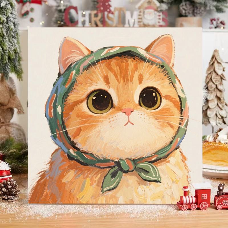 Healing Cat Cartoon Animal Series Word Oil Painting DIY Coloring and Painting Handmade Painting Healing Decorative Painting