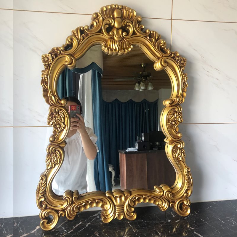 European Retro Mirror Waterproof Bathroom Mirror Decorative Vanity Mirror Makeup Mirror Bathroom Mirror Bathroom Wall Mirror Large