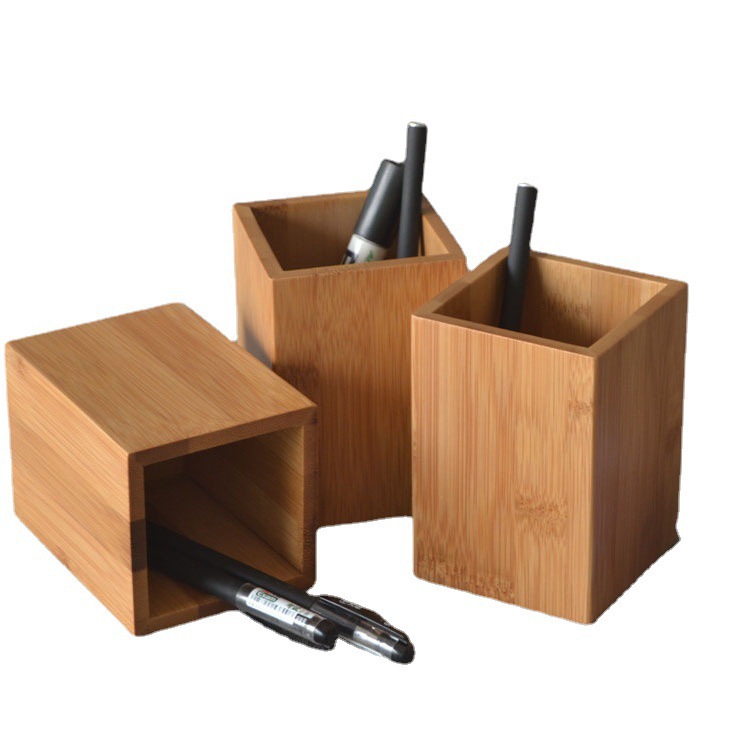 Bambú titular de la pluma estudiante papelería creativa regalo estudio Oficina escritorio caja almacenamiento al por mayor
