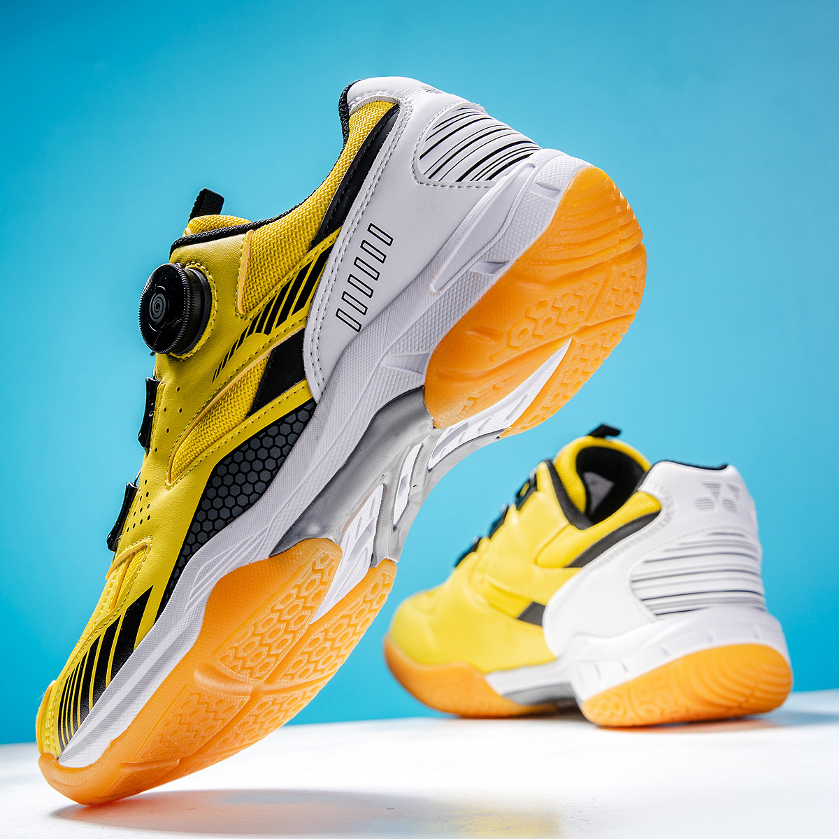 Zapatos de bádminton para parejas, zapatos de entrenamiento antideslizante con base de tendón profesional, zapatos de bádminton de alta calidad de doble botón giratorio