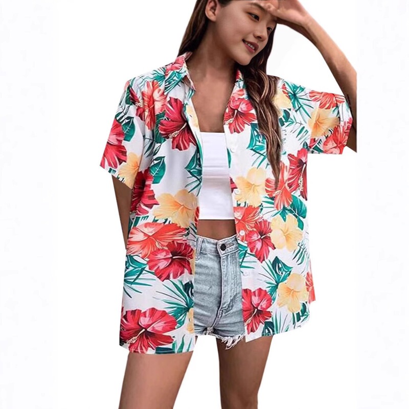 2025 European and American 3D Digital Printed Short-Sleeved Shirt for Women, Hawaiian Shirt, Soft and Cool Floral Tropical Shirt 2025 European and American 3D Digital Printed Short-Sleeved Shirt for Women, Hawaiian Shirt, Soft and Cool Floral Tropical Shirt