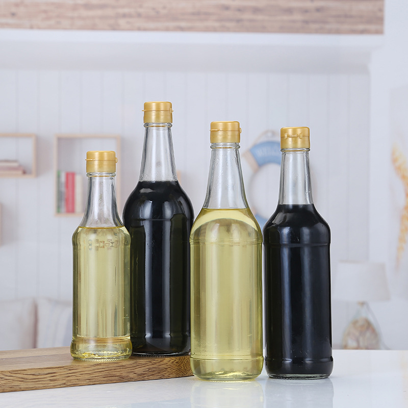 多规格圆形酱油瓶香油麻油瓶透明玻璃空瓶醋瓶调味品密封带盖