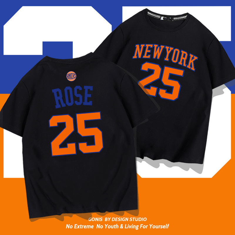 Y New York Knicks Basketball T-shirt Men's Short-sleeved All-Star Rosse 25 Cotton Clothes Y New York Knicks Basketball T-shirt Men's Short-sleeved All-Star Rosse 25 Cotton Clothes