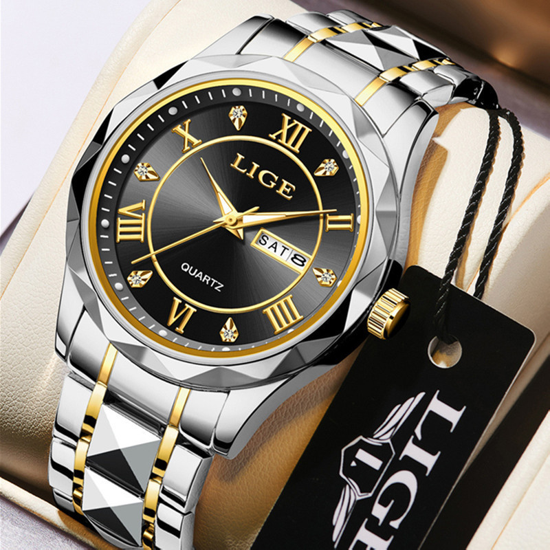 Middle-Aged and Elderly Men's Watch with Large Dial, Trendyy Men's Steel Band Quartz Watch, Cross-Border Wholesale, Dropshipping