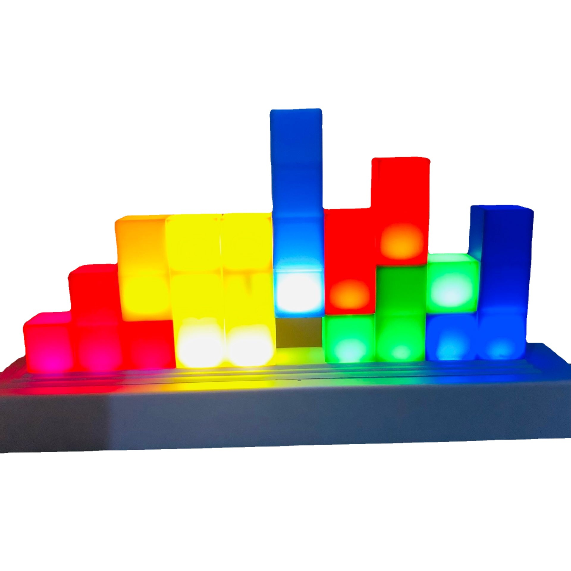 Lindo bloque de construcción creativo luz nocturna Tetris luz nocturna música ritmo cambio de color luz nocturna USB Luz Nocturna lámpara de mesa