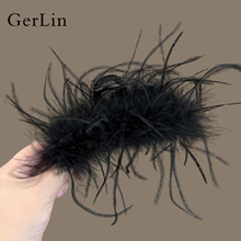 精品纯欲ins风高品质羽毛女高级感发夹后脑勺盘发夹子毛茸茸发饰