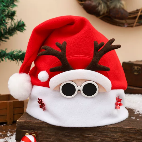 Reindeer antler sunglasses, snowflake decoration, red hat, cross-border holiday cute headwear, party photo atmosphere Christmas hat