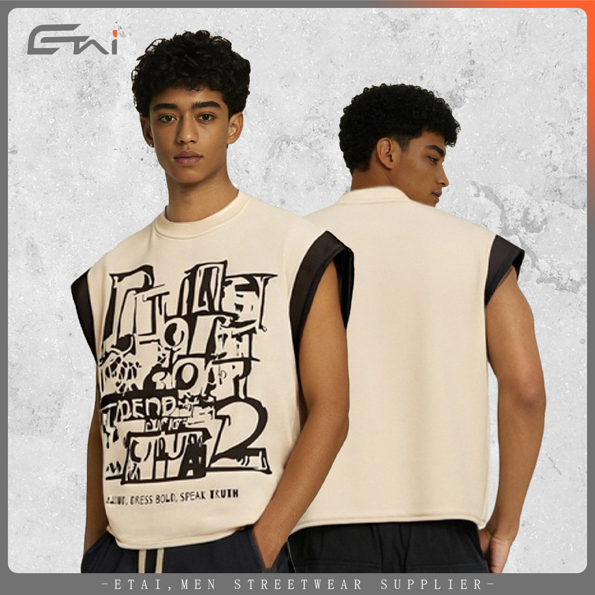 ETAI ropa de hombre de verano pesado chaleco de moda de hombre callejera hombro juvenil deportes casuales de alta calidad