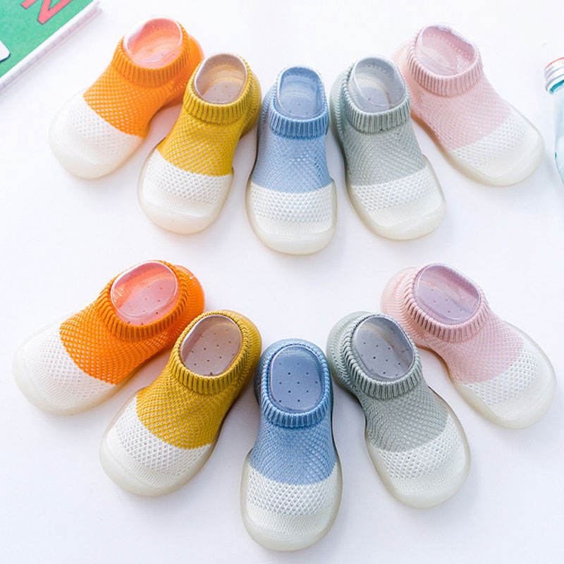 Wholesale Summer Low-Cut Knitted Slippers with Rubber Soles, Children's Non-Slip Learning-To-Walk Baby Shoe Socks