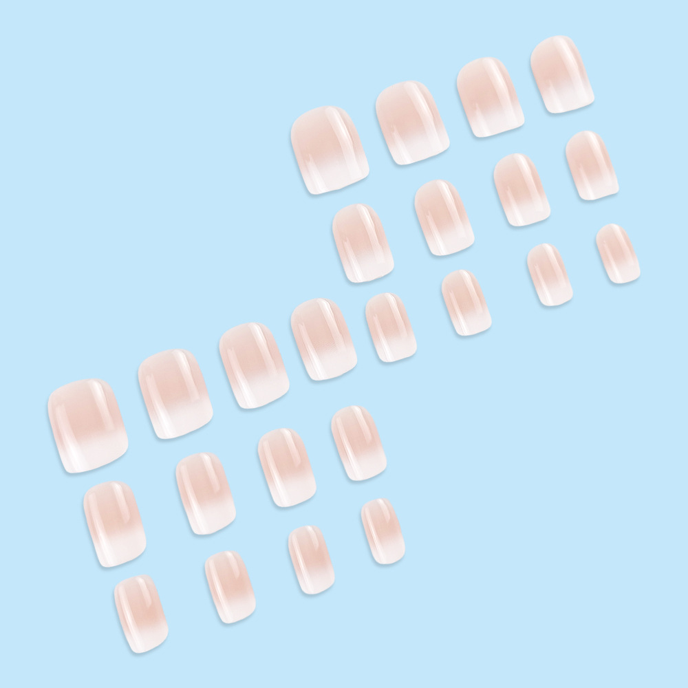 Unas suaves, frescas y simples, mejores ventas transfronterizas, color blanco rosado, 24 piezas, parches de uñas terminados.