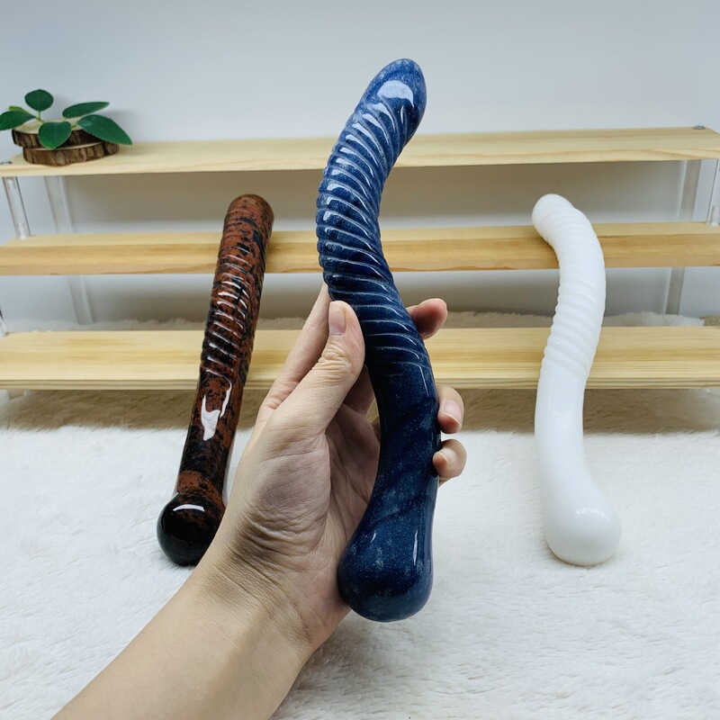 天然粉晶 白水晶 黑曜石水晶按摩棒摆件 图 13
