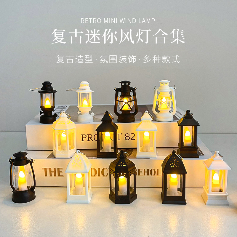 Mini retro simulated night light LED electronic candle lamp portable lamp decorative atmosphere pendant desktop ornament