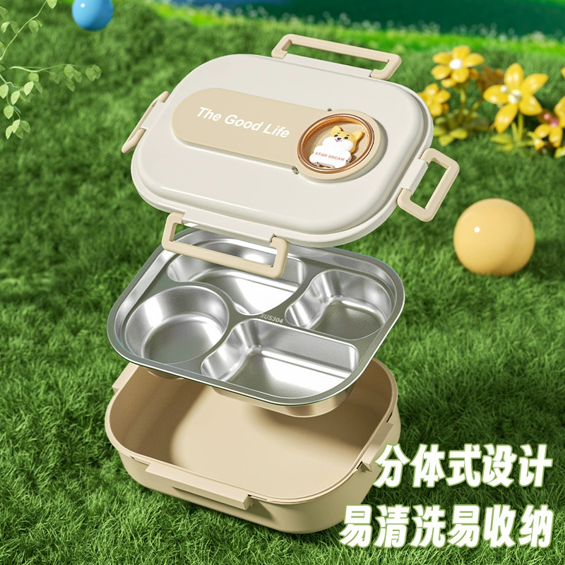 Cartoon cute handheld lunch box stainless steel for elementary school students