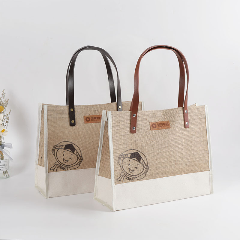 Bolsas de lino personalizadas bolsas de mano de yute retro bolsas de lino recubiertas creativas bolsas de regalo de impresión de publicidad de comercio exterior