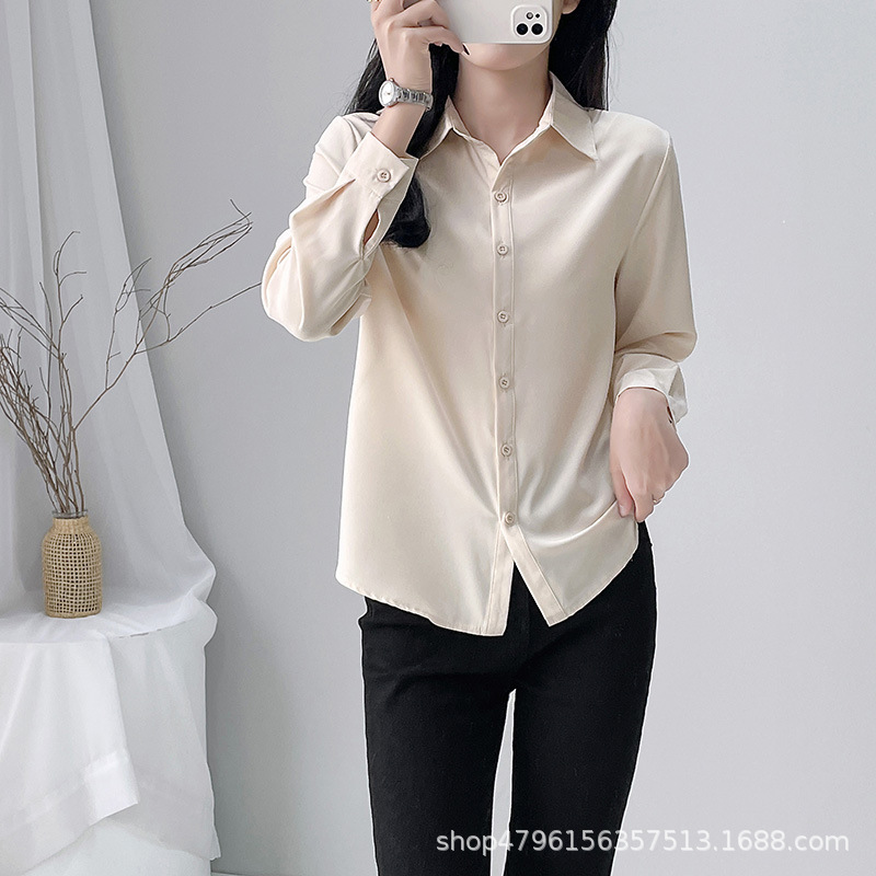 2025春秋新作ファッションシャツ女性韓国版直筒長袖着痩せファッション色上着女装|undefined