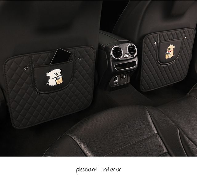 Universal Rear Seat Anti-Kick Pad for Cars, Leather Cartoon Car Seat Backrest Anti-Dirt Protective Mat, Dirt-Resistant Storage Pad