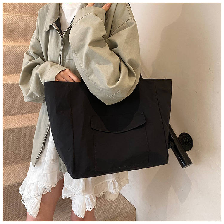 Cross-border laid-back style nylon bag for women 2025 new casual large-capacity shopping handbag, simple and lightweight single-shoulder bag undefined
