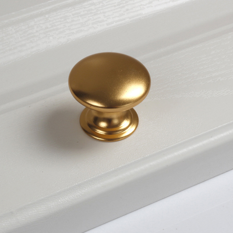 Golden single hole aluminum alloy cream style mushroom small handle modern minimalist cabinet handle drawer wardrobe door handle