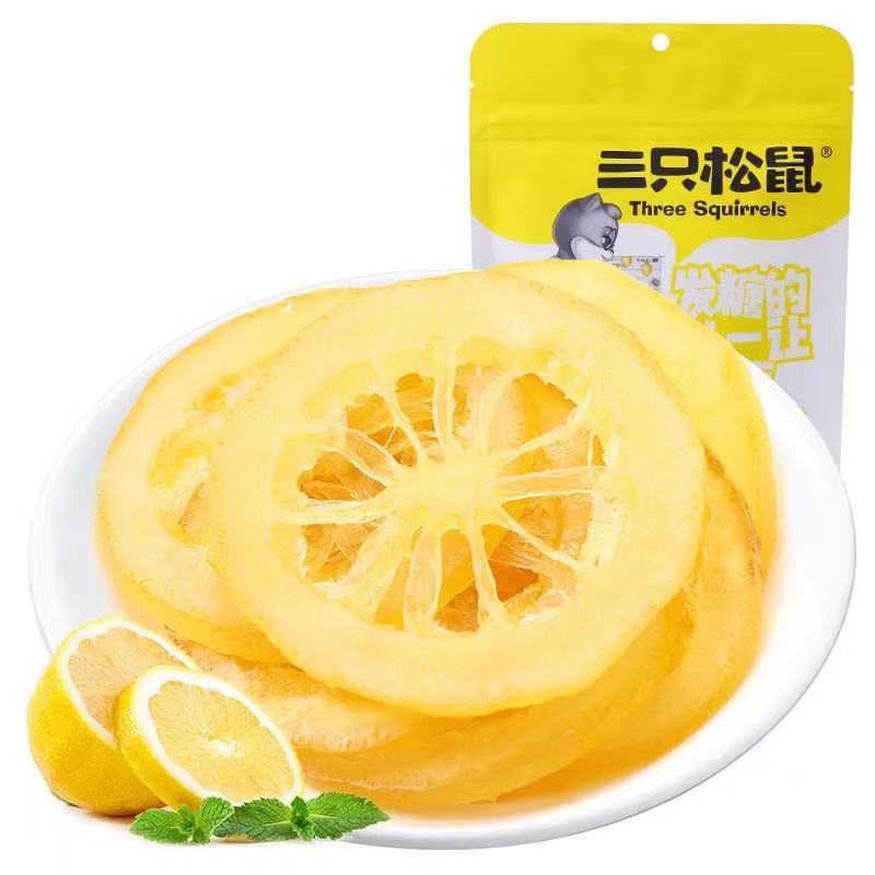 Dropshipping service: Three Squirrels Dried Lemon 66g/bag Crystal ready-to-eat lemon slices soaked in water, sweet and sour dried fruits